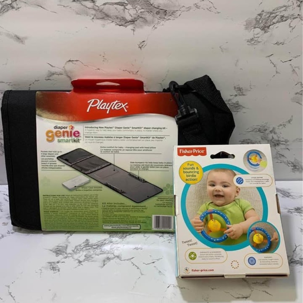 Portable Diaper Genie Smartkit Travel w/ wipes Pocket and Toy